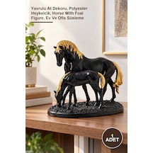 1 Adet Polyester Yavrulu At Figürü Yavrulu At Dekoru, Polyester Heykelcik, Horse With Foal Figure, Ev Ve Ofis Süsleme