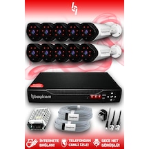 Bayicam 10 Kameralı Uzay 10 Dış Kamera Set HDD'siz Full HD Gece Görüşlü Güvenlik Kamerası Sistemi