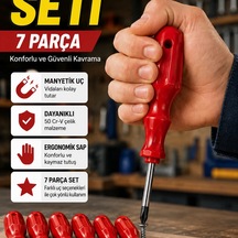 7 Parça 50 Cr-v Manyetik Uçlu Tornavida Seti Ergonomik Saplı