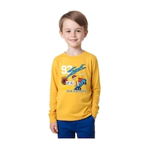 Fyk Kids Erkek Çocuk 93 Sport Yazı Baskılı Yuvarlak Yaka Sweatshirt Sarı