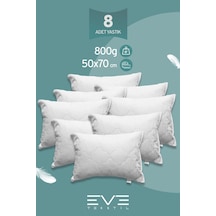 Eve Tekstil 8 Adet Diamant Plus Kılıflı Fermuarlı Yıkanabilir Antialerjik Silikon Elyaf Yastık 50x70cm 800 Gr Beyaz