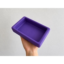 Dikdörtgen Model Beton Kedi Köpek Mama Ve Su Kabı 18 X 10,5 X 4,5 Cm - Mor