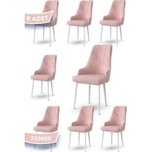 Canisa Trex Serisi 1.sınıf Babyface Kumaş Beyaz Metal Ayak 8 Adet Pembe Sandalye Sandalye Pembe Ayakları Beyaz
