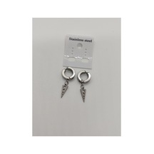 Kıstırmalı Erkek Çelik Küpe Silver Ok