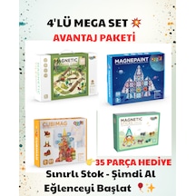 4 Lü Manyetik Blok Seti Eğitici Oyuncak 35+58+64+80 Parça Mega Avantaj Paket