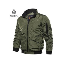 Moda Düz Renk Rahat Dik Yaka Erkek Uçuş Ceketi Yeşil