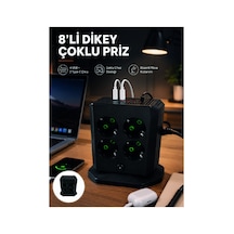 8'li Dikey Çoklu Priz 4 Usb 2 Type-c Girişli Akım Korumalı Uzatma Prizi Renk 1 - 10 M