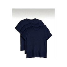 Bürke 3'lü Erkek/Unisex Lacivert Renk %100 Pamuk Bisiklet Yaka Basic Tişört