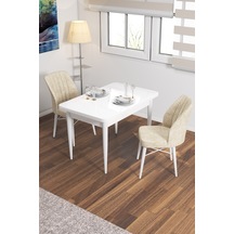 Neri Beyaz 70x110 Sabit Mutfak Masası 2 Sandalye krem