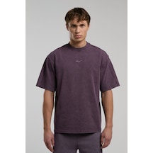 Everlast Bronx 1910 Oversize Yıkamalı Mor Erkek Tişört Koyu Mor