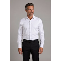 Bisse Beyaz Regular Fit Cepsiz Klasik Uzun Yaka Saten Gömlek Gmkls252188 D01