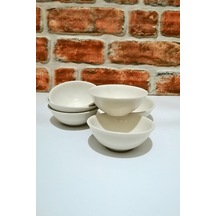 Porselen Çerezlik-mini Kase-reçel-bal Kasesi-kahvaltılık- 6 Adet - 10 Cm X 4 Cm Beyaz