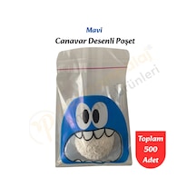 500 Adet Mavi Canavar Desenli Cake Pop & Kurabiye Poşeti-10x15 Cm