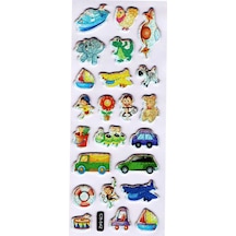 Sticker Kabartmalı Sticker Defter Planlayıcı Etiket Cb542 16x7 Cm- Taşıt Ve Hayvanlar Çok Renkli