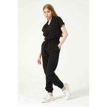 Siyah Likralı Scrubs Kargo Cep Jogger Paça Doktor Hemşire Forması Yarasa Kol Takım Unisex