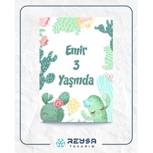 Mutlu Kaktüsler Temalı Doğum Günü Afişi 50x70 Cm