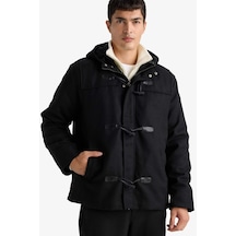 Defacto Regular Fit Kapüşonlu Çoban Düğmeli İç Cepli Kaşe Mont F5201ax25wnbk27 Siyah-bk27