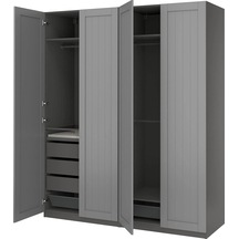 Ikea Koyu Gri Şık Kapaklı Gardırop 200x60x236 Cm