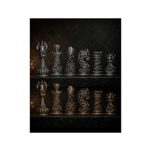 6 Lı Gotik Satranç Taşı Figür Seti El Boyaması 3d Baskı Fantastik Dekoratif Biblo