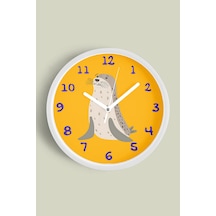 Sevimli Fok Balığı Çocuk Odası Duvar Saati - 30cm - Önü Camlı Beyaz Kasa - Sessiz Mekanizma-jh1096 Beyaz