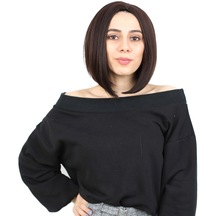 Kahkülsüz Düz Kısa Fiber Sentetik Peruk / Koyu Kahve - Zmff-713783 Renkli
