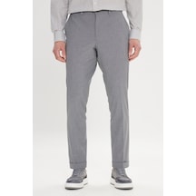 AC&Co / Altınyıldız Classics Erkek Grı Slim Fit Dar Kesim Yünlü Desenli Yan Cep Beli Lastikli Pantolon Gri