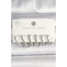 316l Çelik Gümüş Renk Üçgen Model Kadın Küpe Seti - Tj-bkp10349 Altın - Çok Renkli