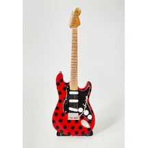 El Yapımı 1/4 Ölçek Minyatür Elektro Gitar Stratocaster Polka Dot