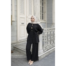 Riella Butik Rina Pantolonlu Tesettür Takım Siyah