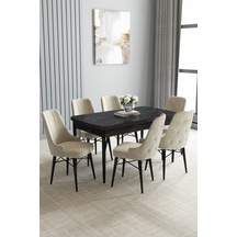 Elis Beyaz 80x132 Açılabilir Mutfak Masası Takımı 4 Sandalye, 1 Bench Kahverengi
