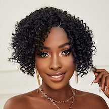 Siyah Kısa Afro Yan Tül Peruk - Zmff-582325 Çok Renkli