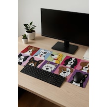 Sonictouch Mutlu Patişler Renkli Pürüzsüz Sıvı Geçirmez Yüzey Xxl Gamer Ofis Klavye Mousepad 40x90cm Mousepad