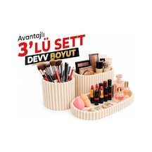 3'lü Set Dev Boy Takı Düzenleyici Organizer Kutusu Büyük Boy Masaüstü Takılık Siyah