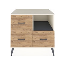Kronos Şifonyer Tek Raflı 3 Çekmeceli 88x59x80 Aytaşı-antrasit/çam Antrasit/çam