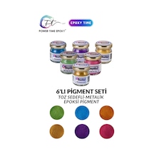 6'lı Sedefli Metalik Toz Pigment Boya Seti / Power Time Epoxy