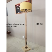 Ahşap Lambader- Köşe Lambası - Naturel- Sarı