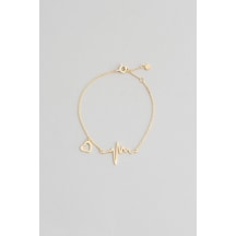 So Chic Kalp Atışı 18 Ayar Sarı Altın Kaplama 18 Cm Gümüş Minimal Bileklik