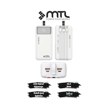 30000 Mah 22.5w Turbo Şarj Dahili Kablolu Dijital Led Göstergeli Pd Ve Qc 3.0 Powerbank Mt4330 Beyaz