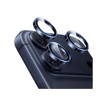 İphone 17 Pro / 17 Pro Max İle Uyumlu Safir Lens Koruyucu Ultra Dayanıklı Kolay Kurulum Aparatlı Parmak İzi Bırakmayan Yansıma Önleyici Kamera Lensi Koruma Koyu Mavi