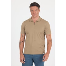 Koyu Vizon Kısa Kol Düz Suprem Polo Yaka Cepsiz Esnek Casual Slim Fit Tişört 1011250161 405 Koyu Vizon