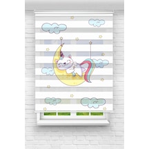 Perdecizade Enxboy Uyuyan Kedi Dijital Baskılı Zebra Perde-cocuk Odası-stor Perde Renkli