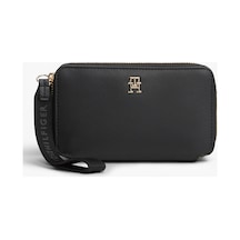 Tommy Hilfiger Th Logotape Compact Zıp Around Kadın Siyah Cüzdan - Aw0aw18699
