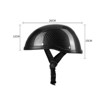 Flybuy Retro Motosiklet Yarım Kask Abs + Pamuklu Plastik Kapak Biker Ridder Karbon Çizgili Tek Boyut Evrensel Yıkanabilir