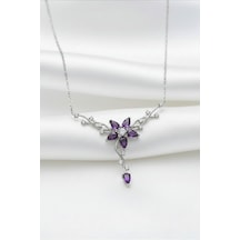 Çekirdekjewelry 925 Ayar Gümüş Mortaşli Taşlı Sarmaşık Kolye Rodyum