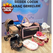 Bebeğinizin Tüm İhtiyaçları Yeni Doğan Beşik+bebek Arabaı+puset+babynest+yürüteç+mama Sandalyesi Pembe/kahve