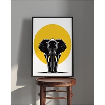 Tablo Ahşap Çerçeveli Tablo Çerçeveli Poster Fil Silüeti, Hayvan Temalı Tablo