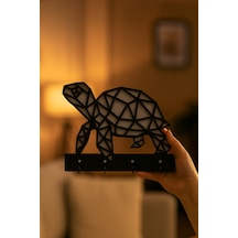 Kaplumbağa Figürlü Duvar Anahtarlık Askısı Siyah - Beyaz