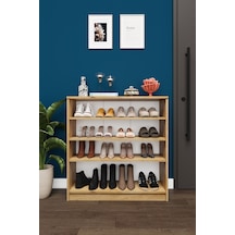 Asra Trend 4 Katlı Açık Raflı Ayakkabılık A-32 %100 MDF Modern Bot Uyumlu Düzenleyici Safir Meşe