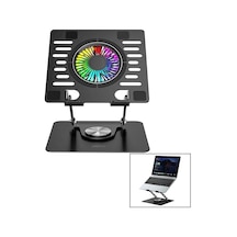 Katlanabilir Laptop Stand Metal - Soğutucu Fan Rgb Işıklı 360 Dönebilen Fan 2 Usb Soket 4915