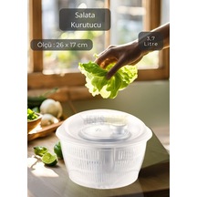 Salata Kurutucu Kilitli Kapak Sebze Kurutucu Bpa Free Yeşillik Yıkama Kurutma Kabı 3,7 Litre Beyaz